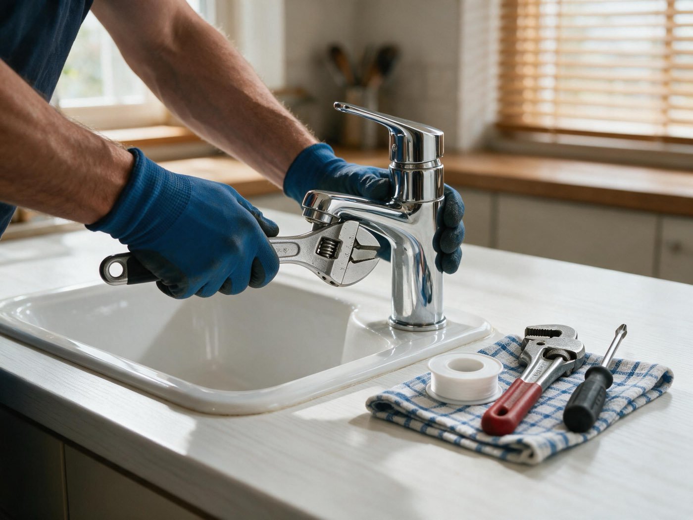 Reparatur einer Armatur im Rahmen des Handwerkerservice